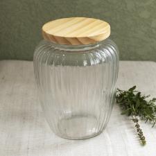 Porta mantimento em vidro com tampa de pinus Wolff 2,4 litros incolor