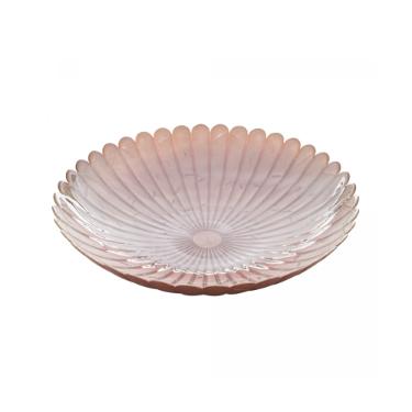 Centro de mesa em vidro Wolff Ibis Rose 40cm x 8,5cm colorido