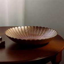 Centro de mesa em vidro Wolff Ibis Rose 40cm x 8,5cm colorido