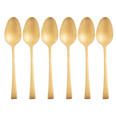 Jogo de colheres de mesa em a�o Inox Wolff Berna 6 pe�as dourado fosco