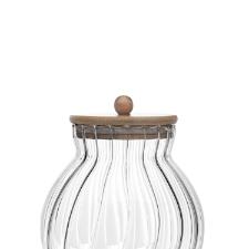 Pote em vidro com tampa bambu Wolff Classic 450ml incolor