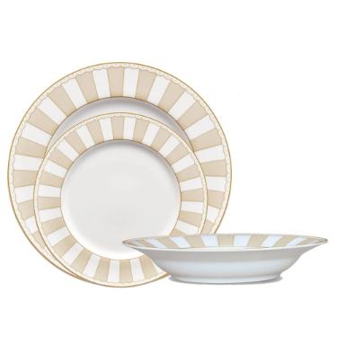 Baixela de pratos em porcelana Noritake Carnivale champanhe 18 pe�as: Eleg�ncia para a sua mesa