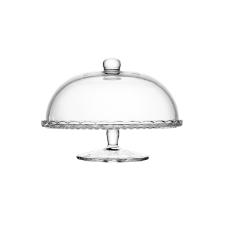 Prato para bolo com p� Wolff Bangkok 29x21cm vidro, boleira elegante e incolor com tampa protetora