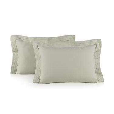 Jogo de fronhas em algod�o Trussardi Orsini 200 fios 50x70cm 2 pe�as grigio