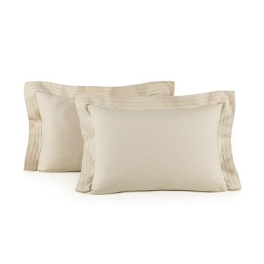 Jogo de fronhas em algod�o Trussardi Orsini 200 fios 50x70cm 2 pe�as crema