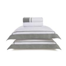 Jogo de cama em algod�o Trussardi Pazzi cetim 200 fios casal 220x260cm metallo