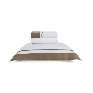 Jogo de cama em algod�o Trussardi Pazzi cetim 200 fios solteiro 180x260cm marrone