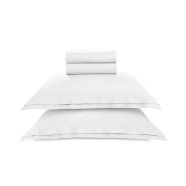 Jogo de cama em algod�o Trussardi Novoli cetim 200 fios king 280x260cm branco