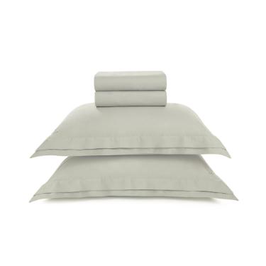 Jogo de cama em algod�o Trussardi Novoli cetim 200 fios queen 240x260cm grigio