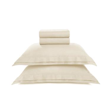 Jogo de cama em algod�o Trussardi Novoli cetim 200 fios king 280x260cm crema