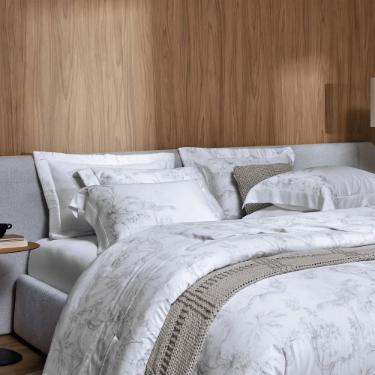 Jogo de Cama queen 300 Fios 100% Bambu Trussardi Aironi cor branca