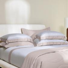 Jogo de Fronhas Trussardi Contessina 300 Fios Cetim de Bambu 50x90cm Branco e Rose: Eleg�ncia e Maciez Absoluta