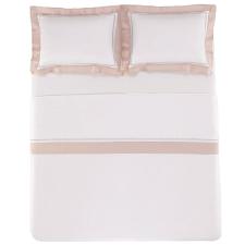 Jogo de Fronhas Trussardi Contessina 300 Fios Cetim de Bambu 50x90cm Branco e Rose: Eleg�ncia e Maciez Absoluta