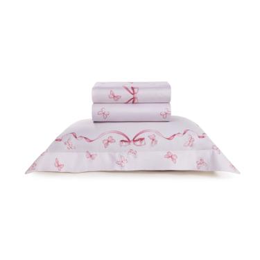 Jogo de cama em algod�o cetim 300 fios Trussardi Ballerina solteiro 170x280cm