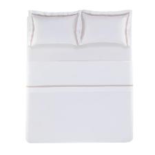 Jogo de Cama King 300 Fios Algod�o Eg�pcio Trussardi Vercelli Branco e Rose