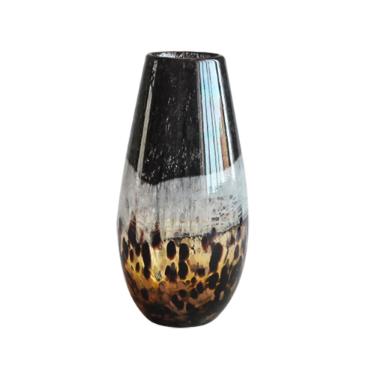 Vaso murano em vidro mesclado L'Hermitage 11,3x24,5cm preto e dourado