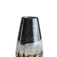 Vaso murano em vidro mesclado L'Hermitage 11,3x24,5cm preto e dourado