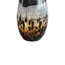 Vaso murano em vidro mesclado L'Hermitage 11,3x24,5cm preto e dourado