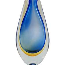 Vaso murano em vidro L'Hermitage Gota 13x7x22cm azul e laranja