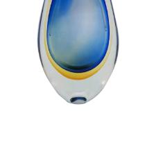 Vaso murano em vidro L'Hermitage Gota 13x7x22cm azul e laranja