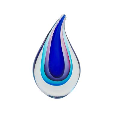 Vaso murano em vidro L'Hermitage Gota 10,5x6x18cm azul royal