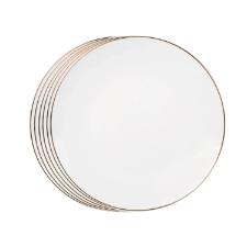 Jogo de pratos rasos em porcelana L'Hermitage Legacy Gold 27cm 6 pe�as branco