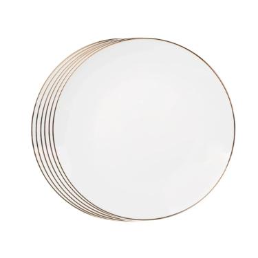 Jogo de pratos rasos em porcelana L'Hermitage Legacy Gold 27cm 6 pe�as branco