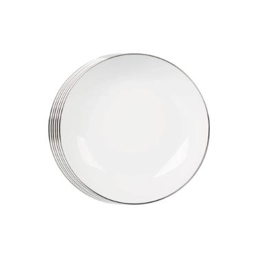 Jogo de pratos fundo em porcelana L'Hermitage Legacy Silver 20,5cm 6 pe�as branco