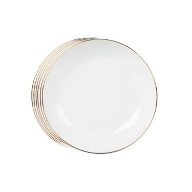 Jogo de pratos fundos em porcelana L'Hermitage Legacy Gold 20,5cm 6 pe�as branco
