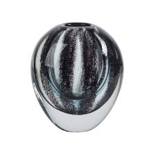 Vaso murano em vidro L'Hermitage Espiral 12,5x8,5x14cm azul turquesa