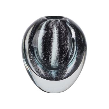 Vaso murano em vidro L'Hermitage Espiral 12,5x8,5x14cm azul turquesa