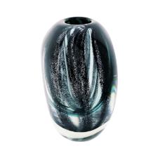 Vaso murano em vidro L'Hermitage Espiral 12,5x8,5x14cm azul turquesa