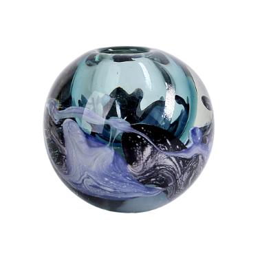 Vaso murano em vidro L'Hermitage Espiral 11x10,5cm azul turquesa