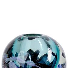 Vaso murano em vidro L'Hermitage Espiral 11x10,5cm azul turquesa