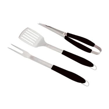 Jogo de churrasco em inox e cabo emborrachado Fracalanza Beef Club 3 pe�as