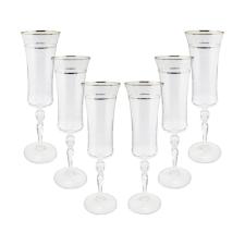 Jogo de ta�as champanhe cristal ecol�gico Bohemia Grace 190ml 6 pe�as prata rim