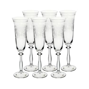 Jogo de ta�as champanhe cristal ecol�gico Bohemia Angela 190ml 6 pe�as