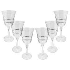 Jogo de ta�as para �gua cristal ecol�gico Bohemia Angela 350ml 6 pe�as prata rim