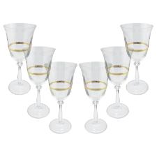 Jogo de ta�as para �gua Bohemia Angela 6 pe�as Cristal Ecol�gico 350ml, com friso ouro, luxo para mesa