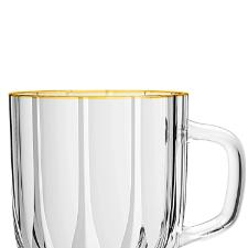 Jogo de canecas em cristal ecol�gico friso ouro L'Hermitage Refinatto 280ml 6 pe�as