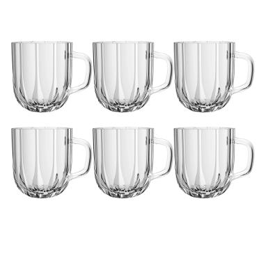 Jogo de canecas em cristal ecol�gico L'Hermitage Refinatto 280ml 6 pe�as