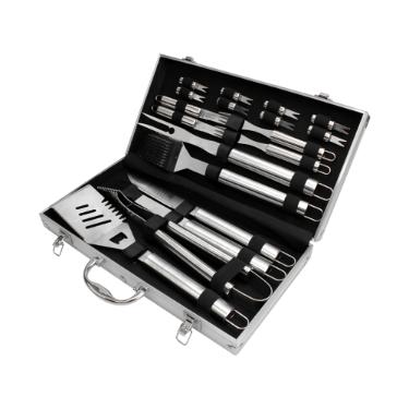 Jogo de Churrasco Fracalanza Gourmet A�o Inox com Maleta Alum�nio 19 Pe�as