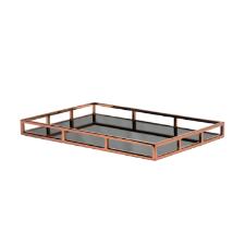 Bandeja Retangular Fracalanza Niqueladas A�o Inox e Vidro Preto 56x36x5cm cobre