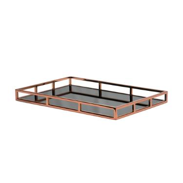 Bandeja Retangular Fracalanza Niqueladas A�o Inox e Vidro Preto 56x36x5cm cobre