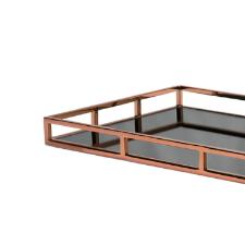 Bandeja Retangular Fracalanza Niqueladas A�o Inox e Vidro Preto 56x36x5cm cobre