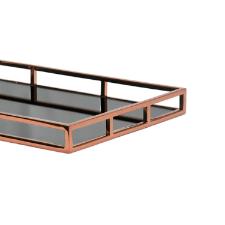 Bandeja Retangular Fracalanza Niqueladas A�o Inox e Vidro Preto 56x36x5cm cobre