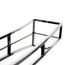 Bandeja retangular em a�o inox com espelho Fracalanza 60cm prateada