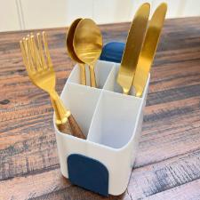 Escorredor de talheres em pl�stico Fackelmann Elemental azul e branco