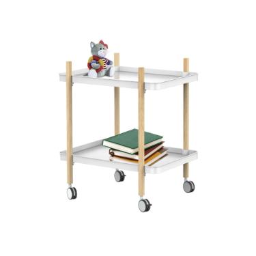 Carrinho organizador multiuso com 2 prateleiras Hudson Home Atenas branco