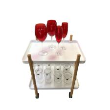 Carrinho organizador multiuso com 2 prateleiras Hudson Home Atenas branco